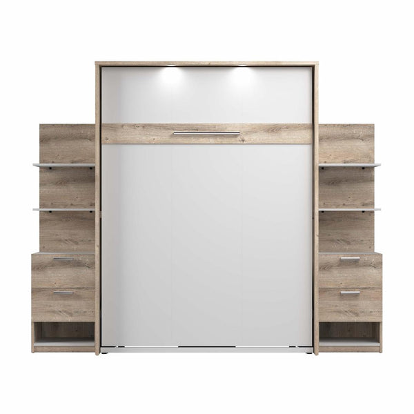 Queen Murphy Bed with Nightstands and Floating Shelves (105W)