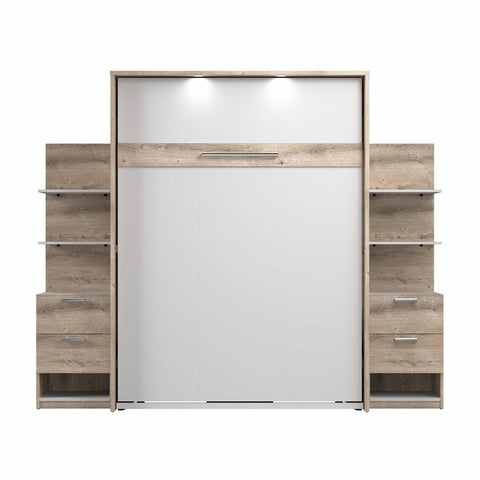Queen Murphy Bed with Nightstands and Floating Shelves (105W)