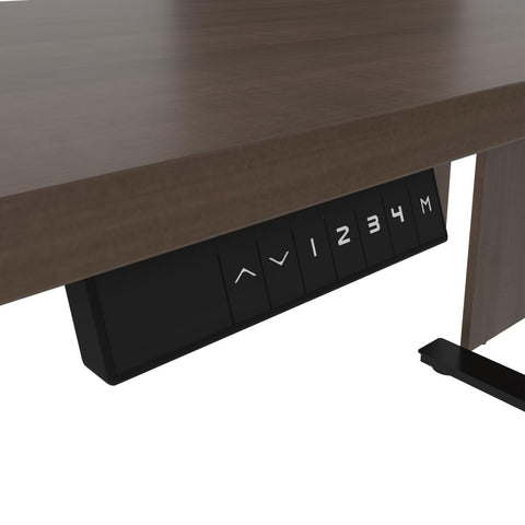 72W L-Shaped Standing Desk with Bookcase and File Cabinet