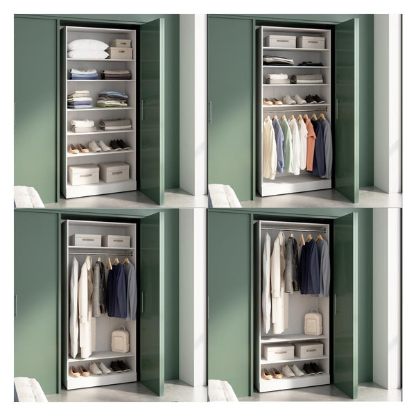 Organisateur de garde-robe modulaire pour walk-in ou placard avec tablettes 36L x 16P