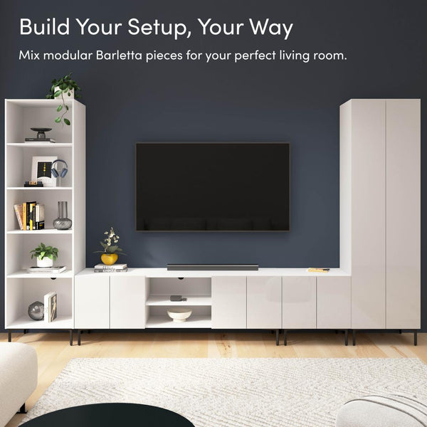 141W Modular Entertainment Center with TV Stand, Storage Cabinet, and Tall Storage Cabinets