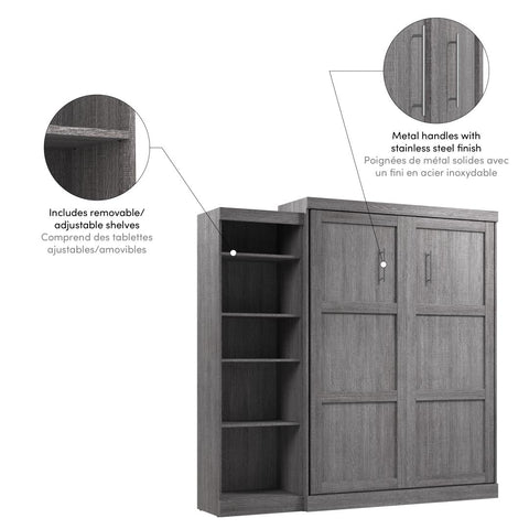 Queen Murphy Bed with Shelving Unit (90W)