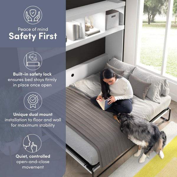 80W Full Horizontal Murphy Bed with Overhead Storage