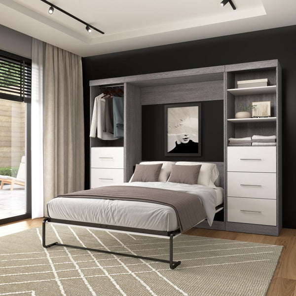Full Murphy Bed and 2 Closet Organizers with Drawers (109W)