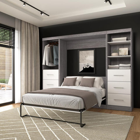 Full Murphy Bed and 2 Closet Organizers with Drawers (109W)
