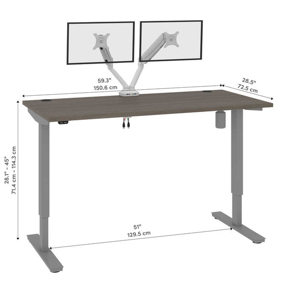 60W x 30D Standing Desk with Dual Monitor Arm