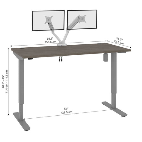 60W x 30D Standing Desk with Dual Monitor Arm