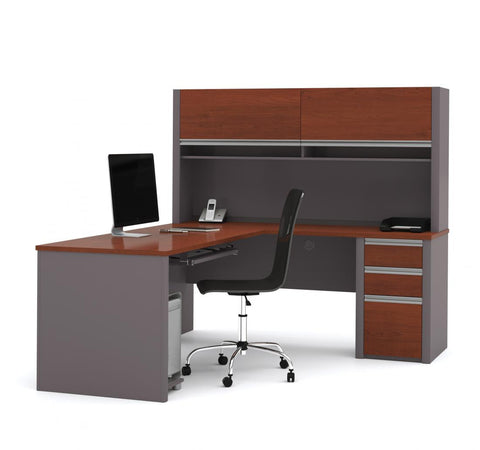 Bureau en L 72L avec huche et caisson