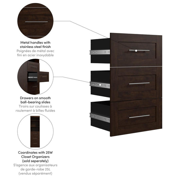Contemporary Drawers (3) Set, 25W x 17D