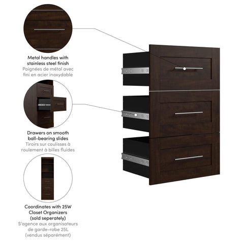 Contemporary Drawers (3) Set, 25W x 17D