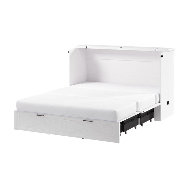 Grand lit armoire avec tiroir coulissant et matelas 65L