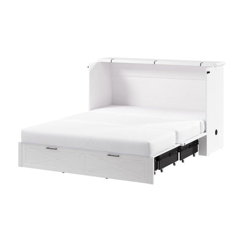 Grand lit armoire avec tiroir coulissant et matelas 65L