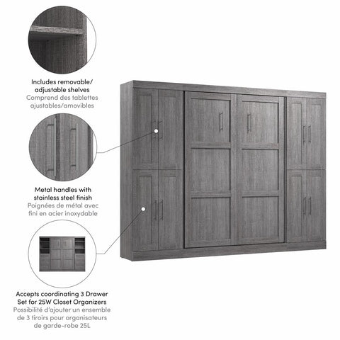 Full Murphy Bed with Storage Cabinets (109W)