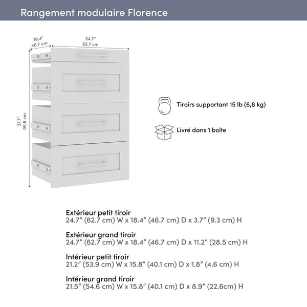 Modular Drawers (4) Set, Shaker Style, 25W x 25D