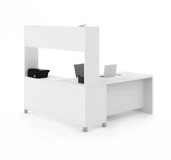 Bureau en L 72L avec huche à tablette unique