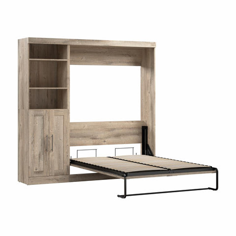 Lit escamotable double et organisateur de garde-robe avec portes (84L)