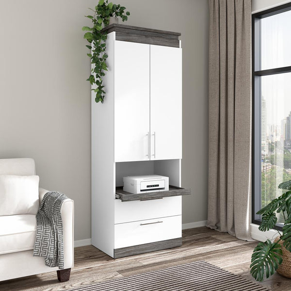 Grande armoire 30L avec portes, tiroirs et tablette coulissante