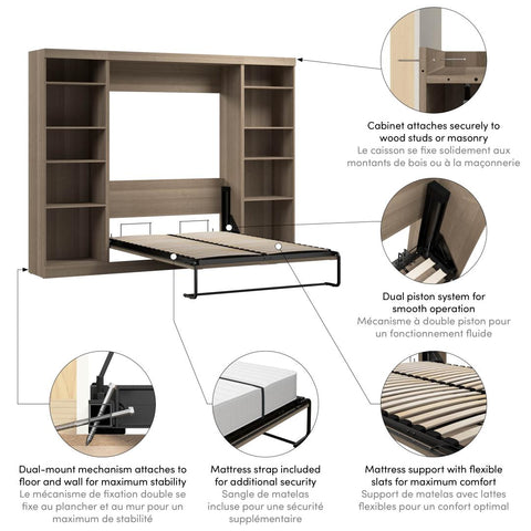 Full Murphy Bed with 2 Shelving Units (109W)