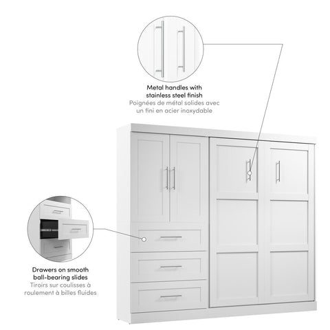 Lit escamotable double et armoire avec tiroirs (95L)