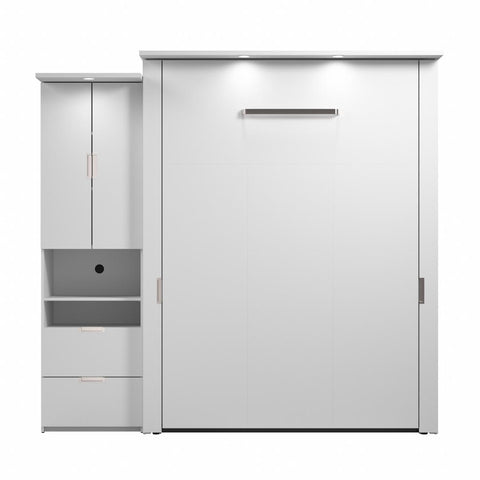 91W Queen Murphy Bed with Storage Cabinet