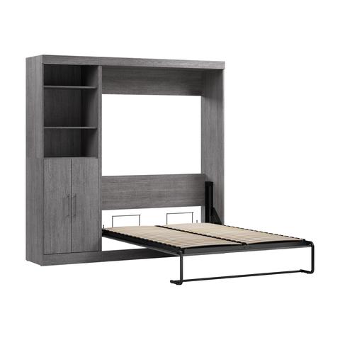 Lit escamotable double et organisateur de garde-robe avec portes (84L)