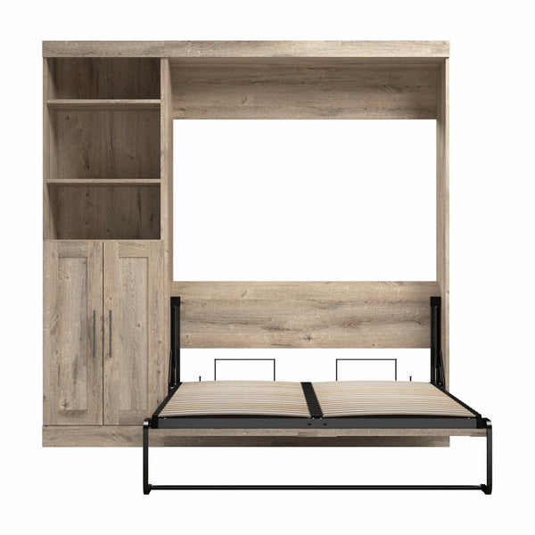 Lit escamotable double et organisateur de garde-robe avec portes (84L)