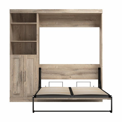 Lit escamotable double et organisateur de garde-robe avec portes (84L)