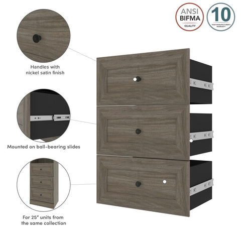 Traditional Drawers (3) Set, 25W x 15D
