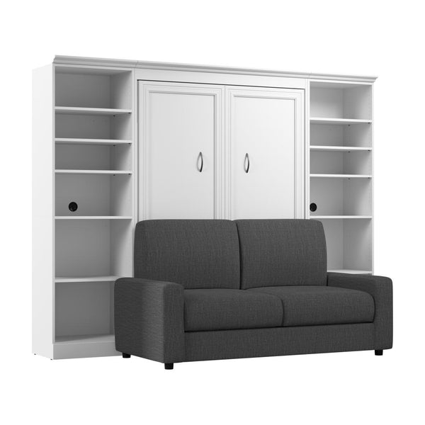 Lit escamotable double avec canapé et organisateurs de garde-robe (109L)