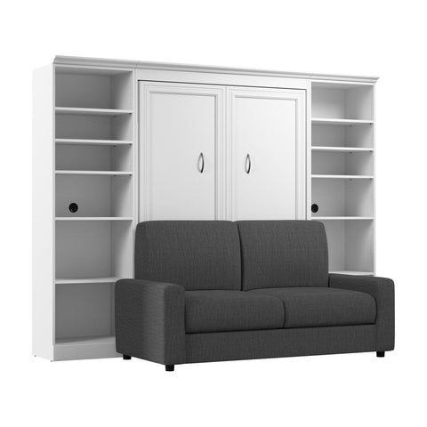 Lit escamotable double avec canapé et organisateurs de garde-robe (109L)