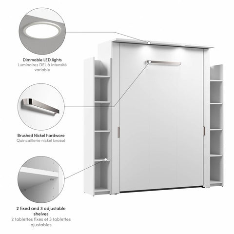 Lit escamotable double avec étagères (81L)