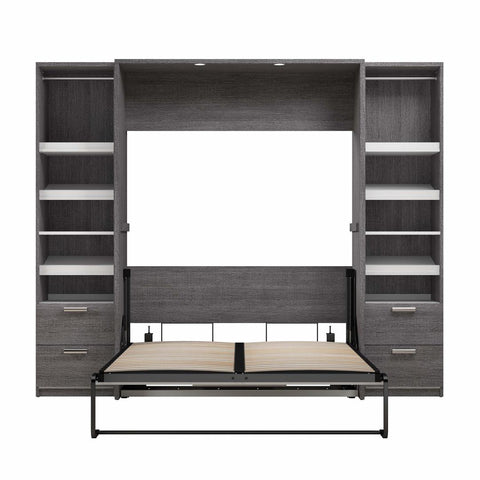 Full Murphy Bed and 2 Narrow Closet Organizers with Drawers (99W)