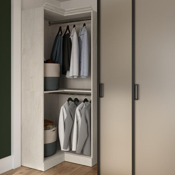 Traditional Corner Closet System with Clothing Rods, 36W x 36D