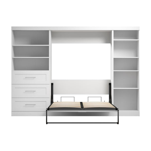 Lit escamotable double avec tablettes et tiroirs (120L)