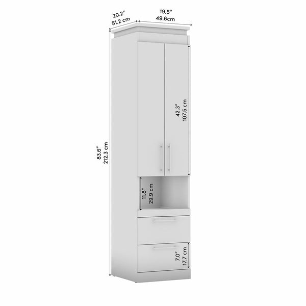 Armoire étroite 20L avec portes, tiroirs et tablette coulissante