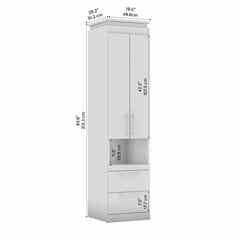 Armoire étroite 20L avec portes, tiroirs et tablette coulissante