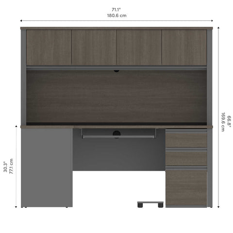 Bureau en L 72L avec caisson et huche