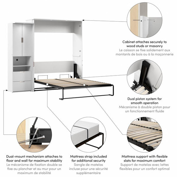 Grand lit escamotable avec armoire (91L)