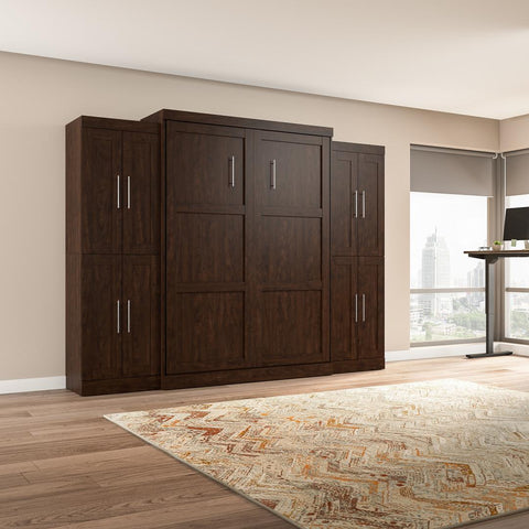 Grand lit escamotable avec armoires (115L)