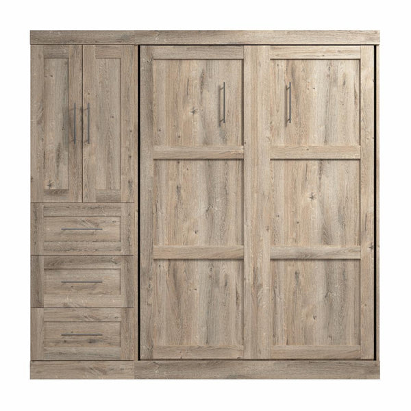 Lit escamotable double avec organisateur de garde-robe avec tiroirs (84L)