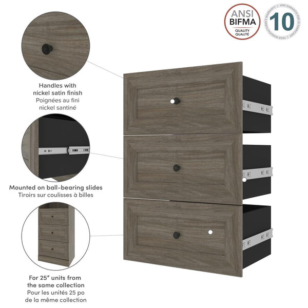 Traditional Drawers (3) Set, 25W x 15D