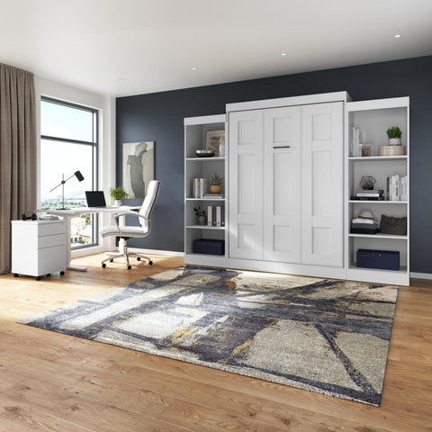 Lit escamotable double avec organisateurs de garde-robe (110L)