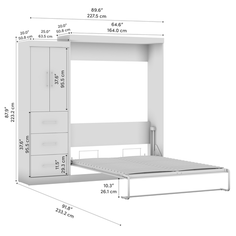 Grand lit escamotable avec armoire-penderie (90L)