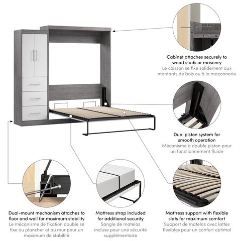 Queen Murphy Bed with Wardrobe (90W)