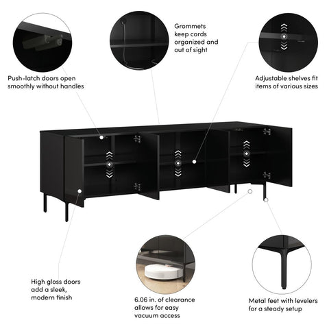 71W Modular TV Stand with Doors for Entertainment Center