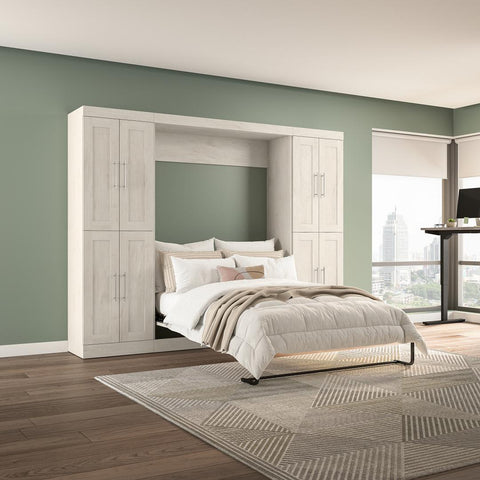 Lit escamotable double avec armoires (109L)