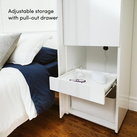 Lit escamotable double et armoire avec tablette coulissante (81L)