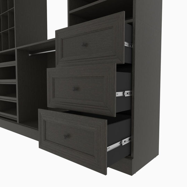 Traditional Closet System with Shelves, Drawers, Shoe Racks, Clothing Rods & Cubies, 86W x 20D