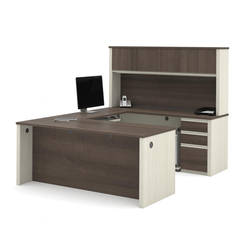72W U-Shaped Executive Desk with 2 Pedestals and Hutch