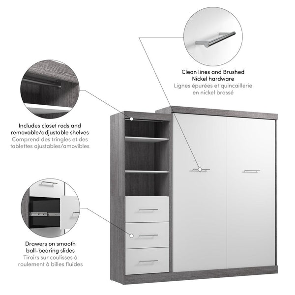 Grand lit escamotable et organisateur de garde-robe avec tiroirs (90L)